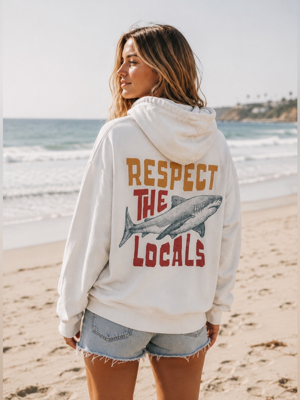 Respect The Locals Beach Surf Hoodie Sweatshirt Size M